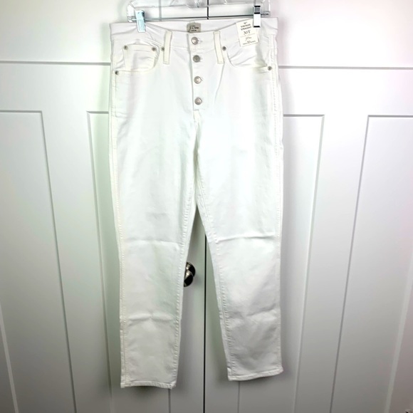 NWT J Crew Women’s Size 30T 30 Tall White Button Fly vintage slim-straight jean - Picture 1 of 5